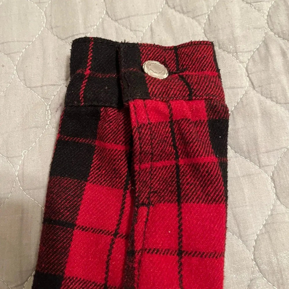 BLUE JEAN JACKET~RED PLAID ARMS~NWOT~SIZE S - Picture 7 of 11